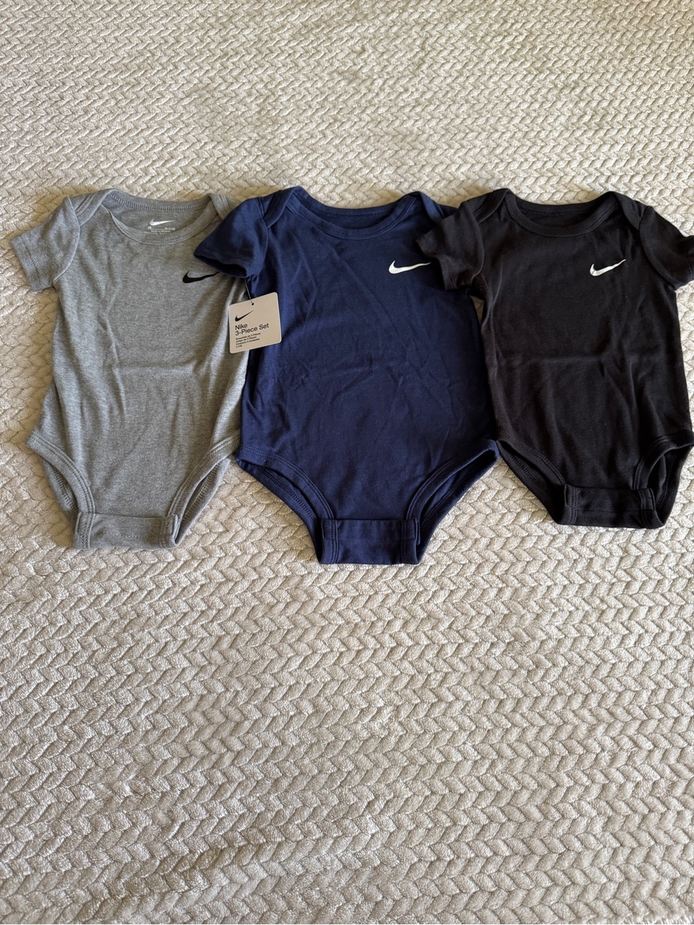 Nike Infant Bodysuit Trio - Gray, Blue, Black